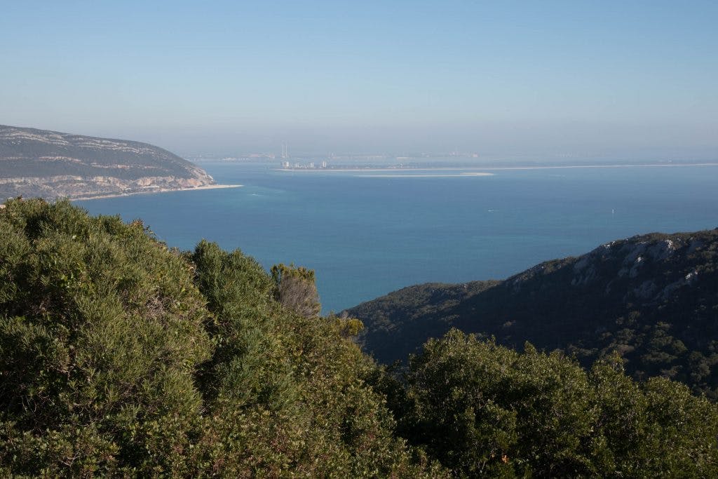 view from a hill on Serra dá Arrabida  on a sunny day 