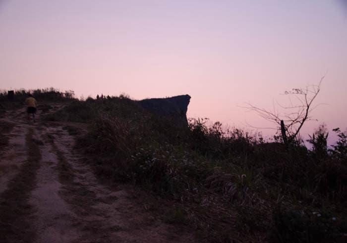 Phu Chi Fa mountain see from the distance at sunrise 