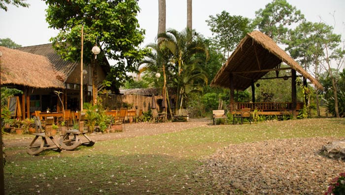 a cafe with bamboo houses at chiang dao, thailand 