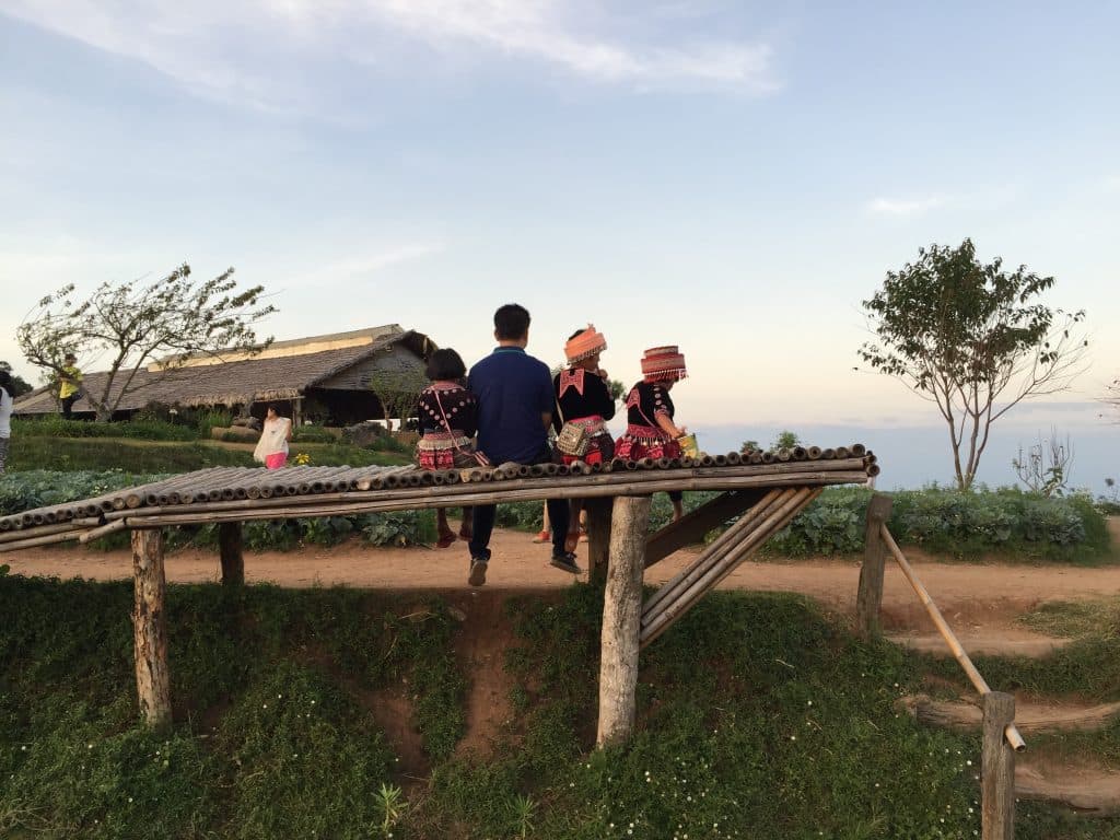 Hill tribe people are everywhere you look in Mon Cham