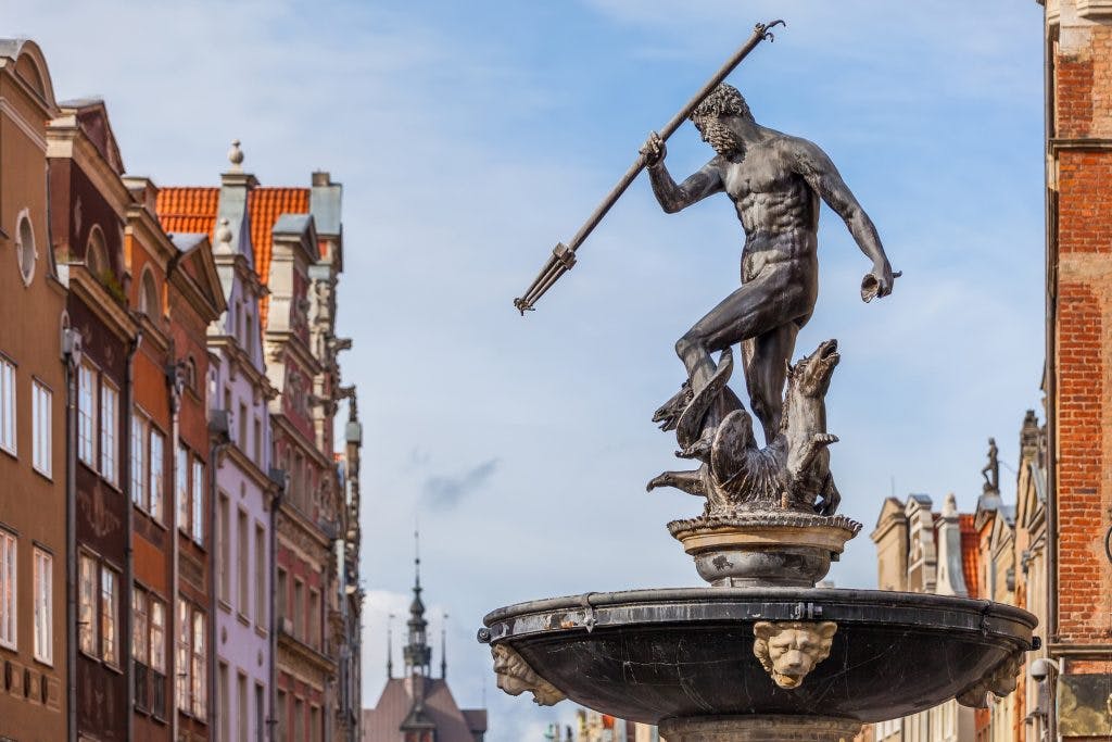 Neptune's Fountain in Gdańsk Old Town