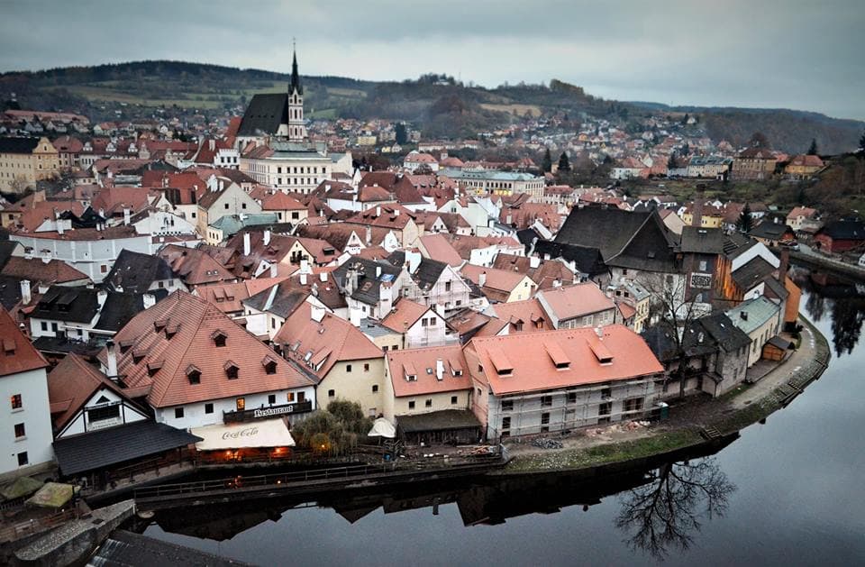 Český Krumlov z lotu ptaka 