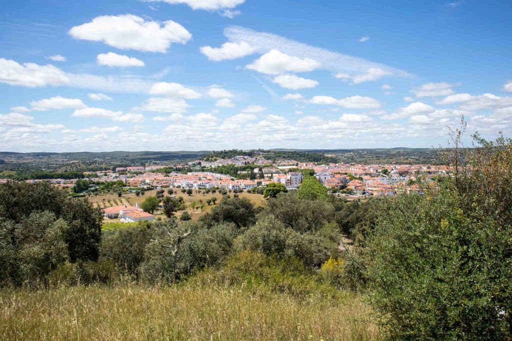 widok na wioskę i łąki w alentejo 