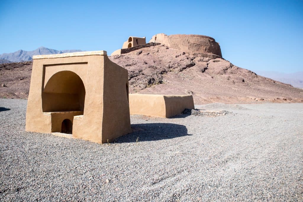 tower of silence in central iran in the desert