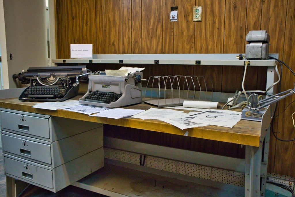 a desk at the former american embassy in teheran