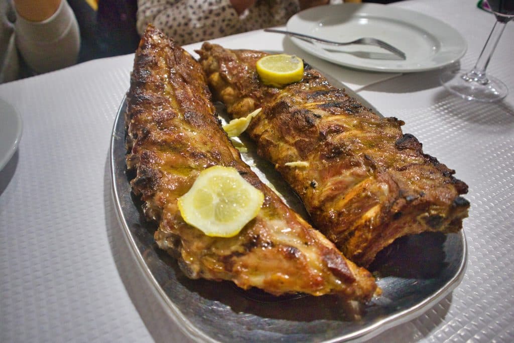 Ribs on a plate at a tasca in lisbon 