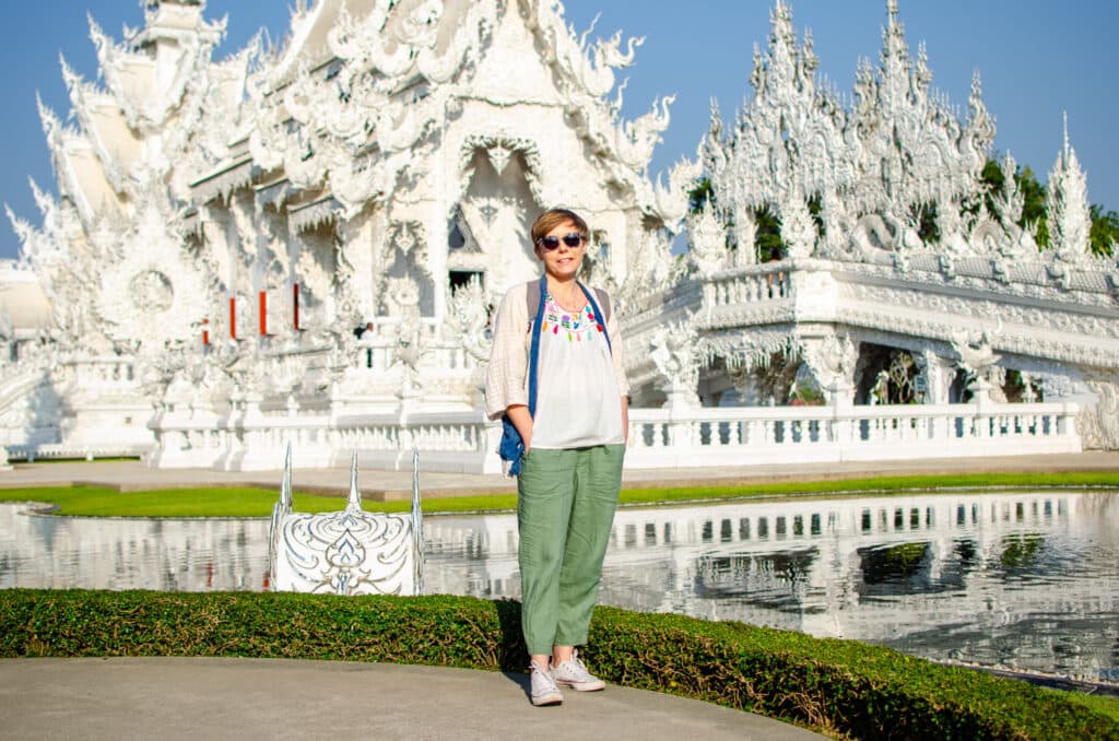 Joanna at the White Temple in Chiang Rai