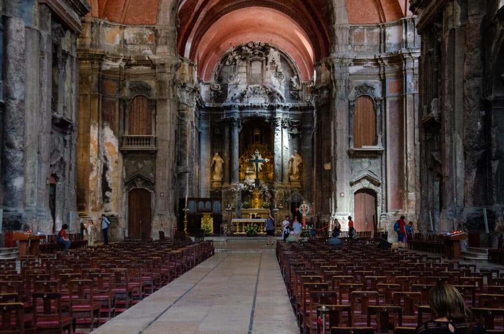 Burnt church in Lisbon. 