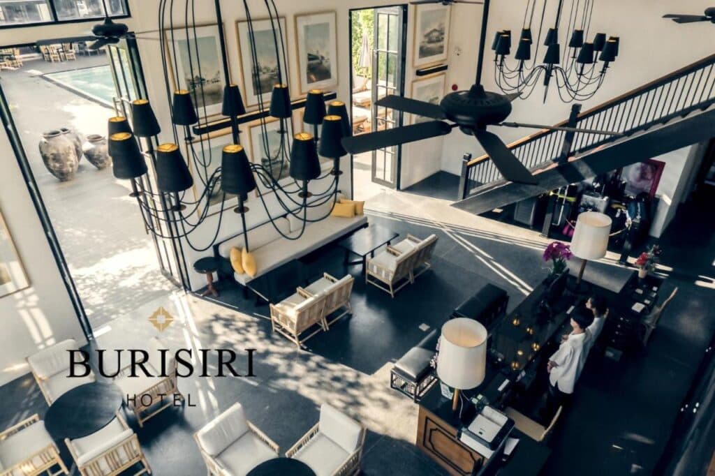 A reception area of a hotel in Chiang Mai. 