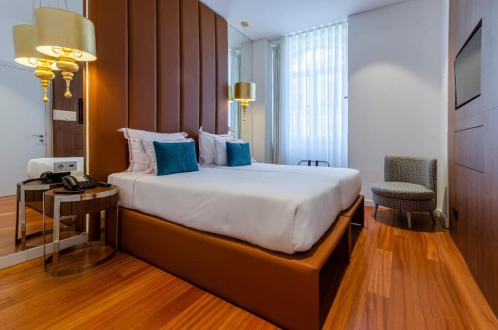 Apartment in Lisbon, bed and wooden floor