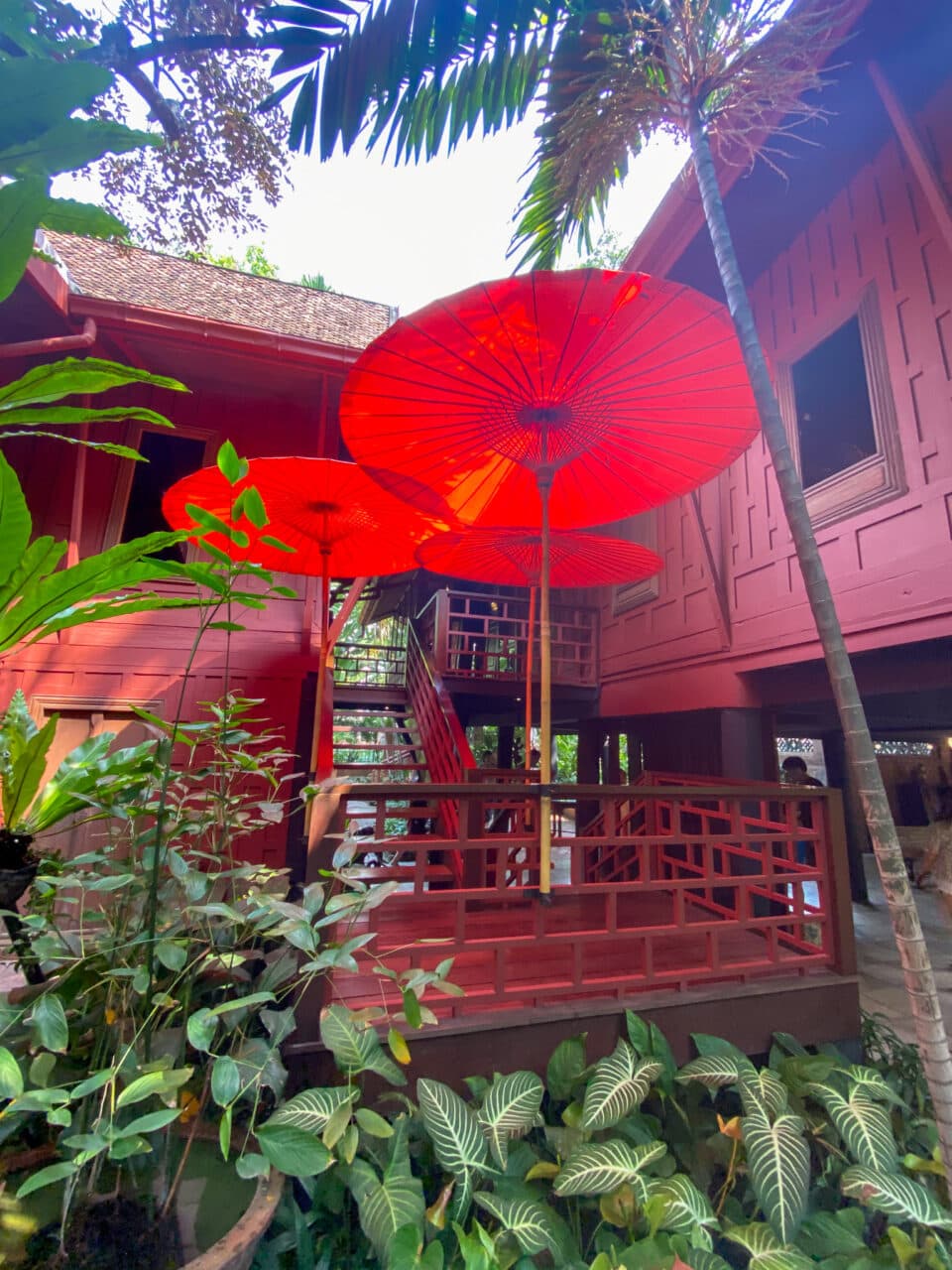 Jim Thompson house, red umbrellas 
