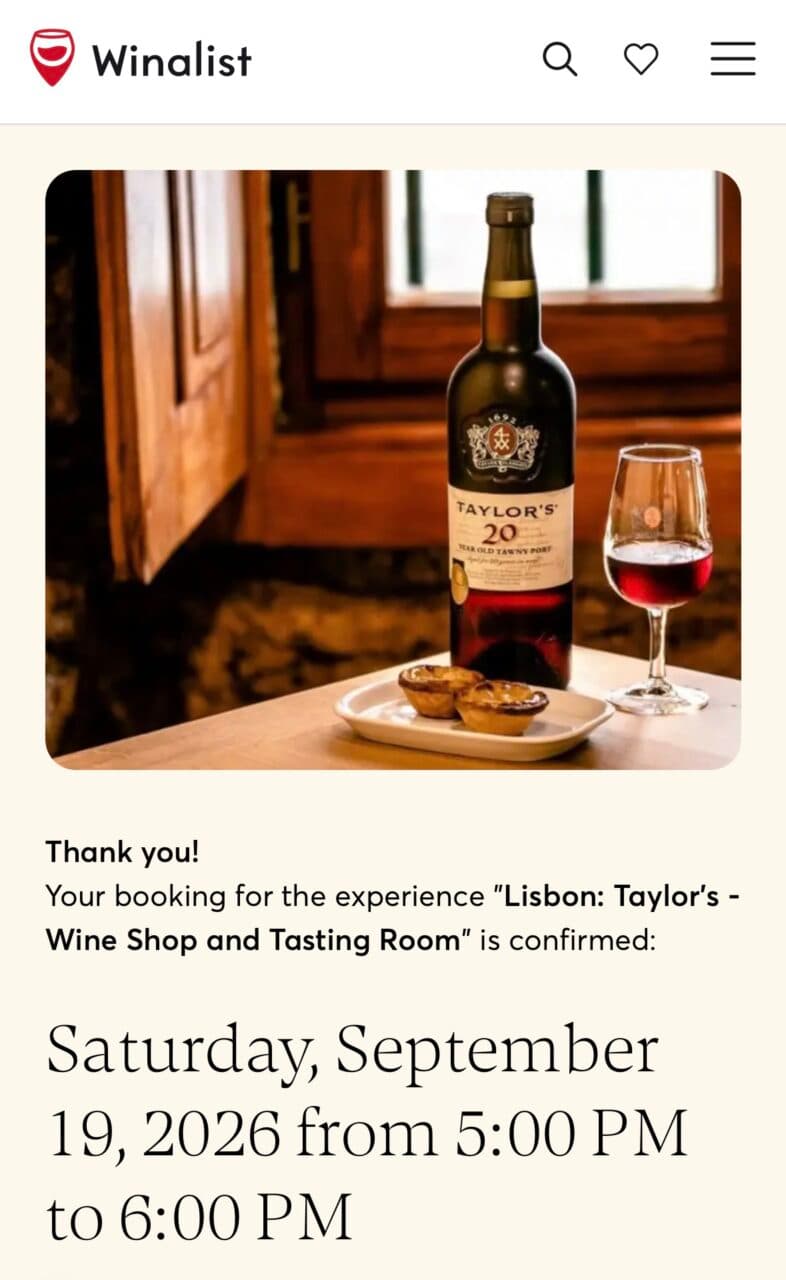 Lisbon wine tasting voucher