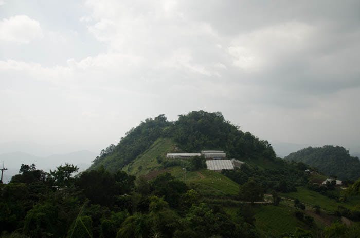 Green hills on a cloudy day in Chiang Mai. 