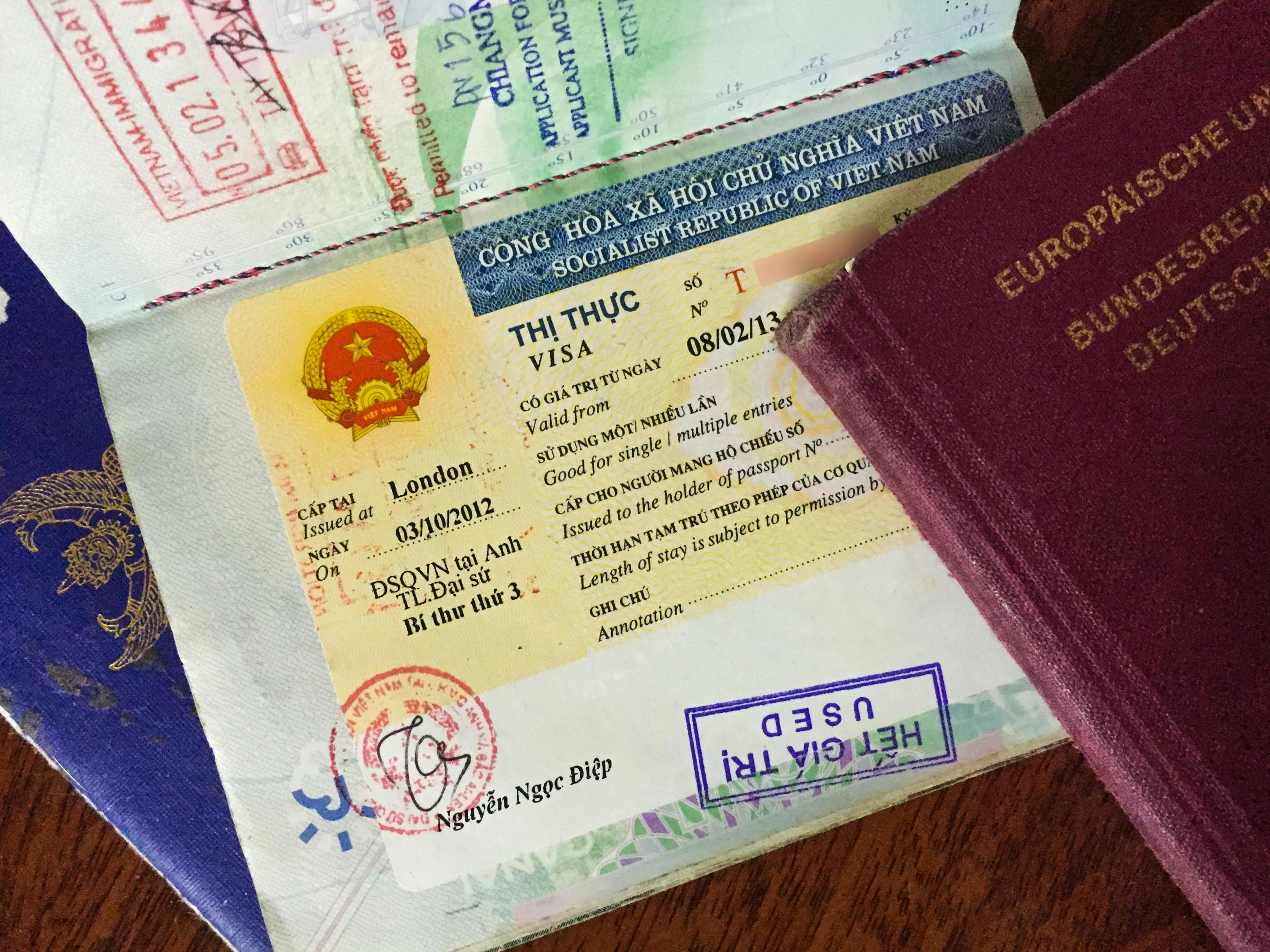 Vietnamese visa in passport