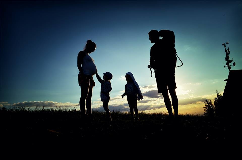 A family hiking in Czech Republic 