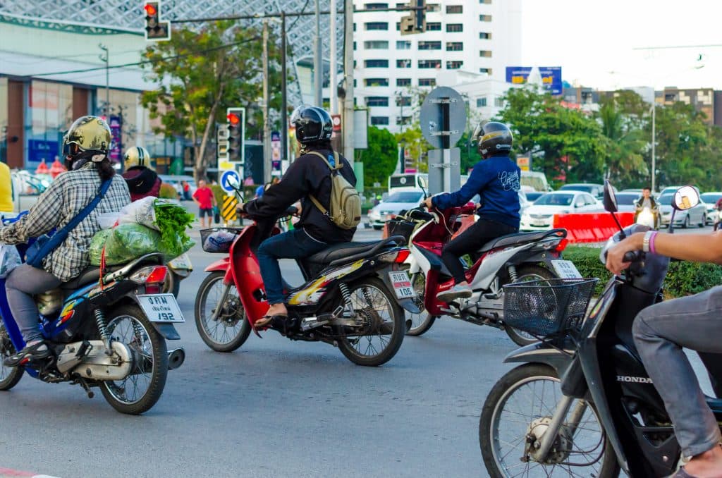 Scooters on the street in Chiang Mai