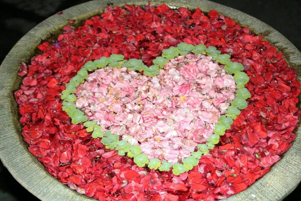 relationships in thailand. a heart made out of flowers