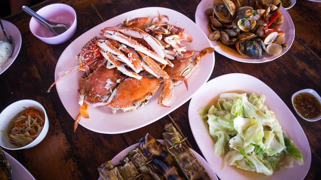 seafood in a restaurant in rayong, thailand