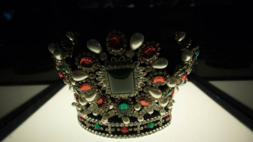 a crown with precious stones in chanthaburi, thailand. 