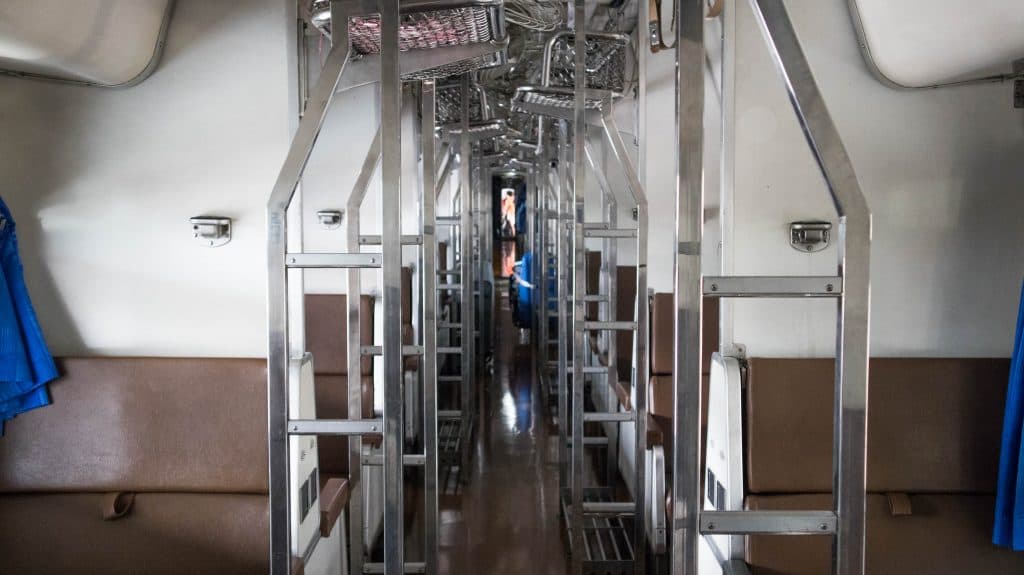 chiang mai - bangkok train inside of a carriage