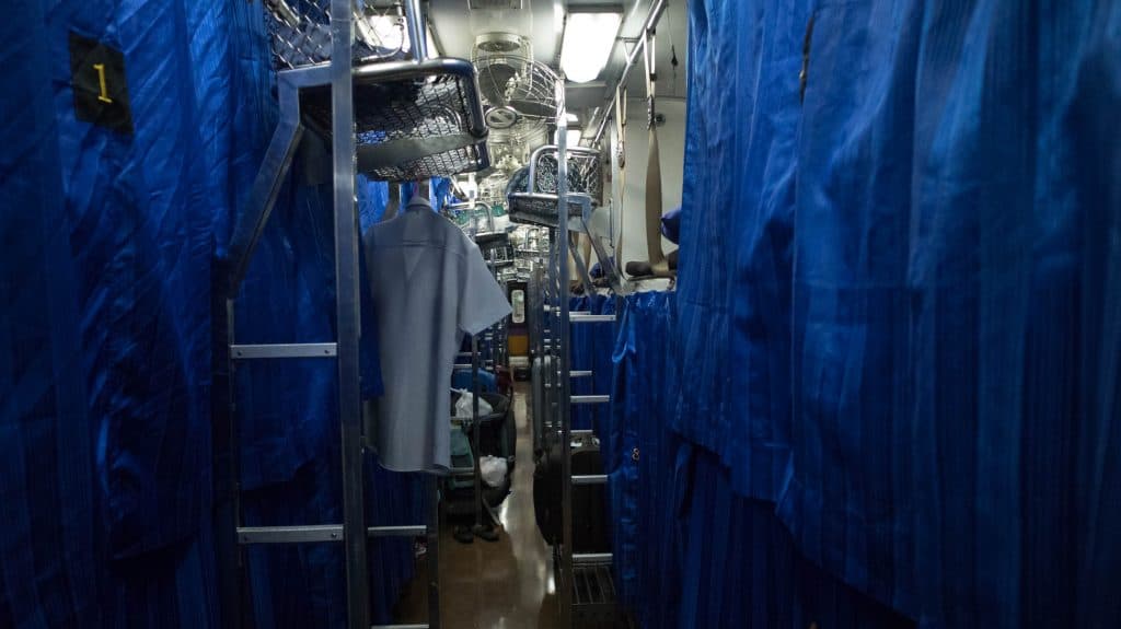 chiang mai - bangkok train inside of a carriage