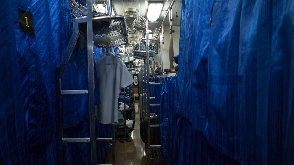 chiang mai - bangkok train inside of a carriage 