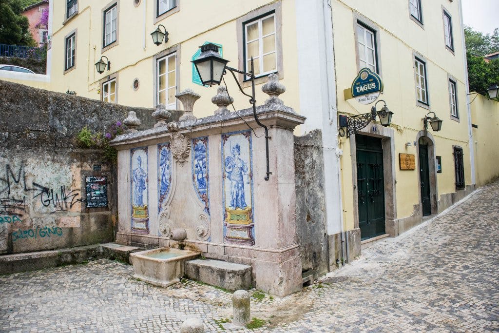 a street with azulejos in sintra 