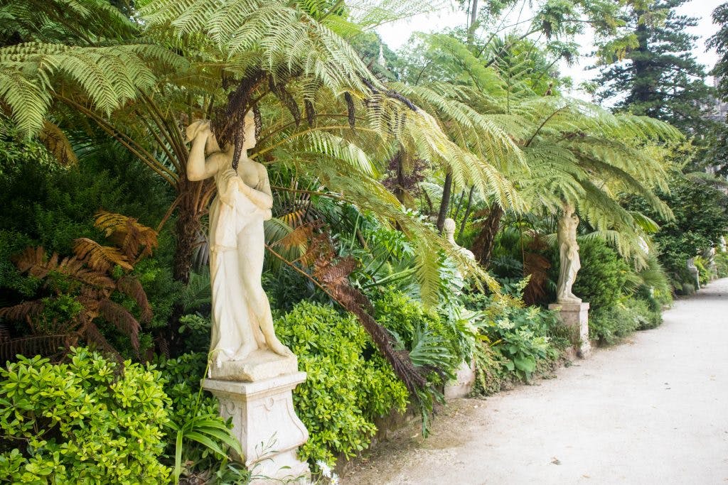 sculptures in the regaleira garden 
