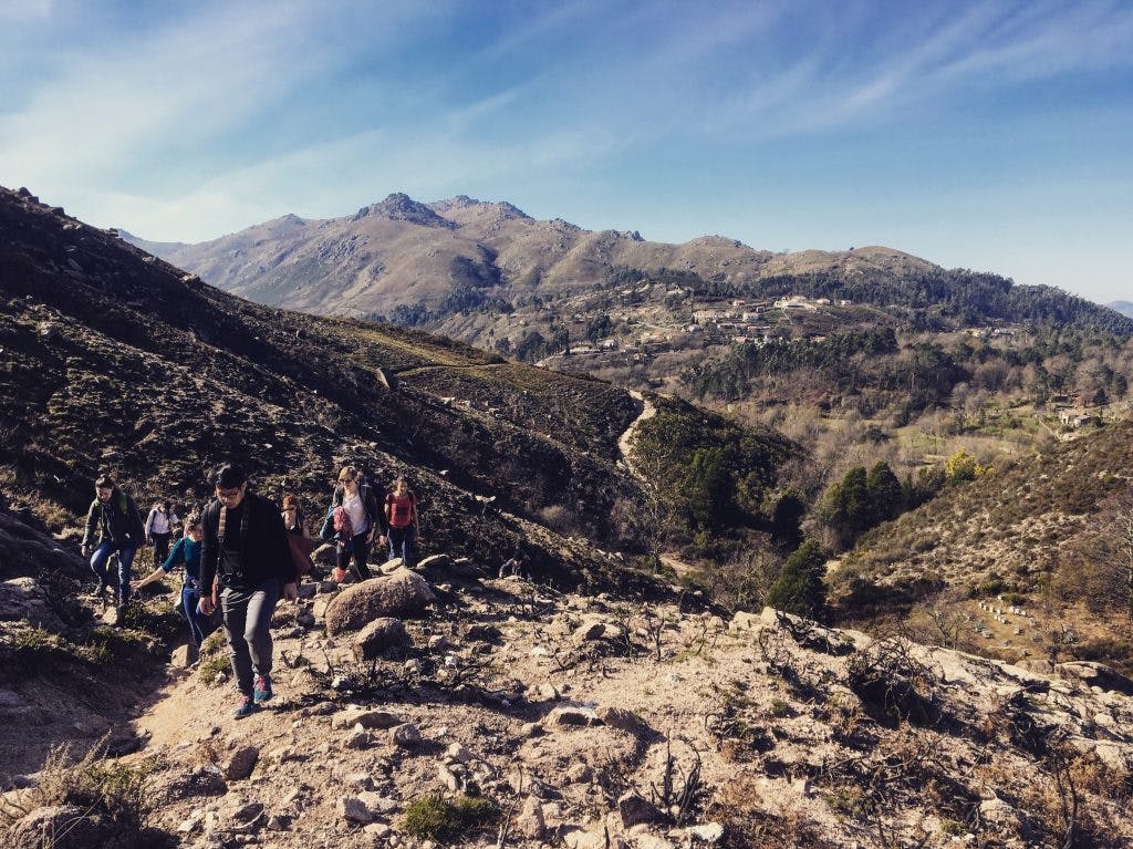 porto hiking group goes through mountains in the north of the country