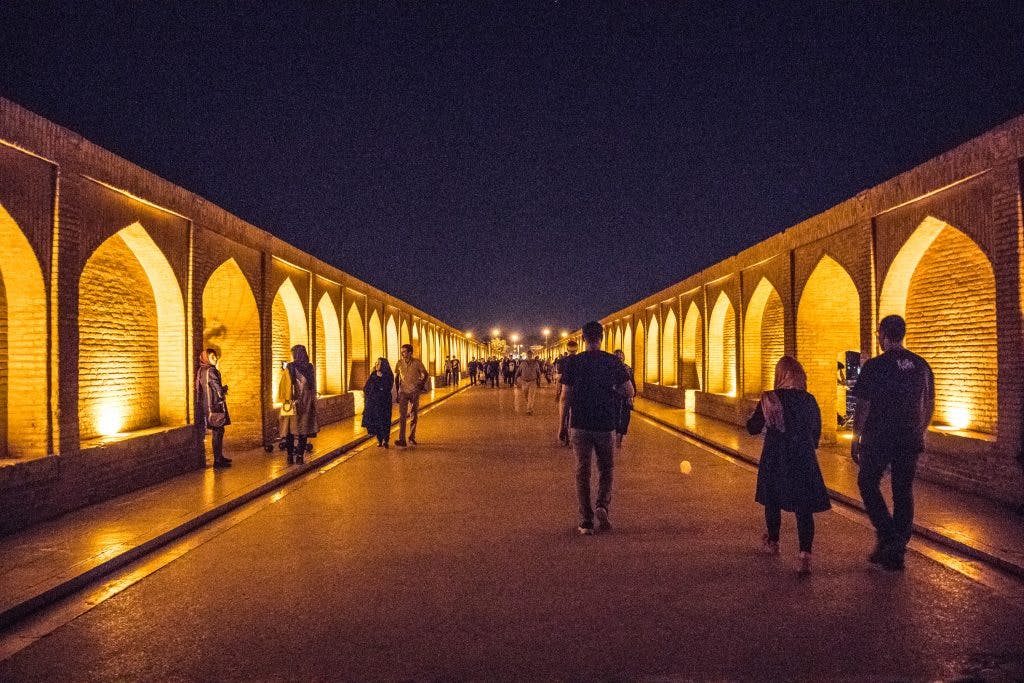 a bridge during a night in esfahan