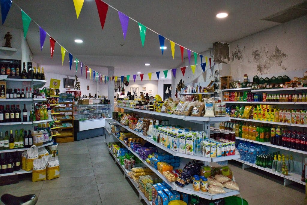 shelves with products in a grocery shop in vila nova de gaia, porto, portugal