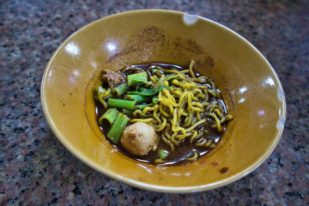 a soup with noodles in Bangkok, Thailand.