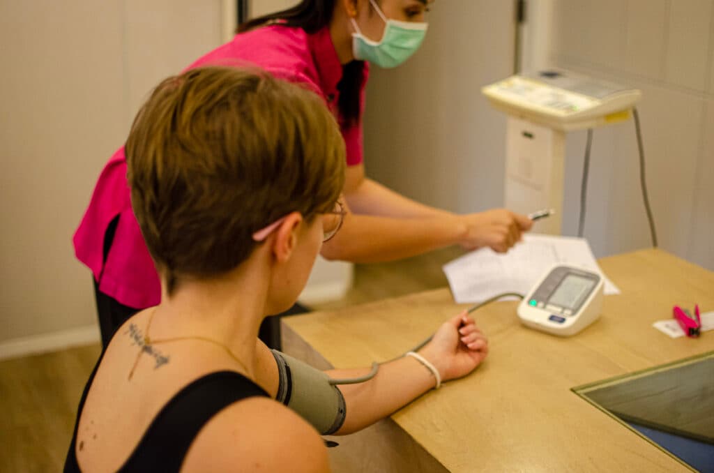 A woman being tested at absolute sanctuary, koh samui.