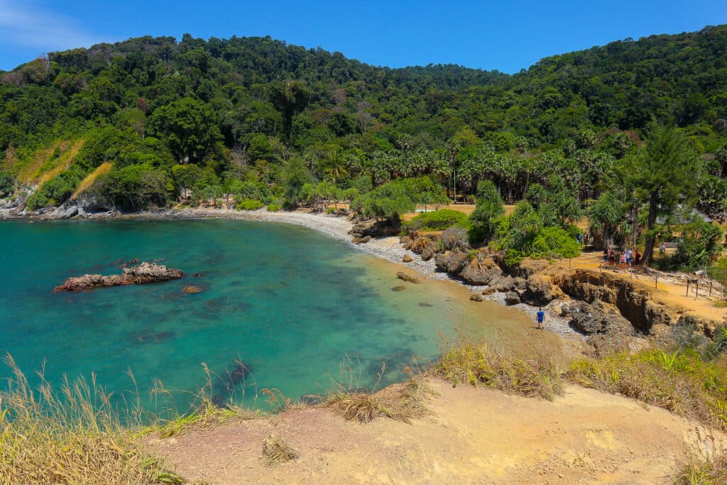 A beach on koh lanta seen from a view point.