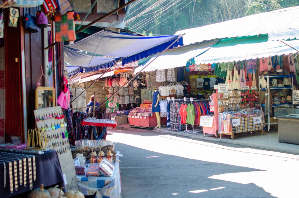 A street with stalls on doi pui, chiang mai