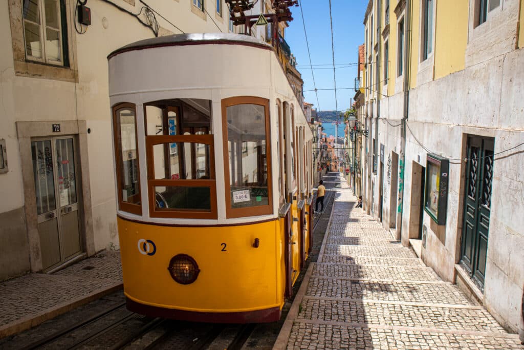 Bairro Alto, Chiado, Lisbon, yellow tram