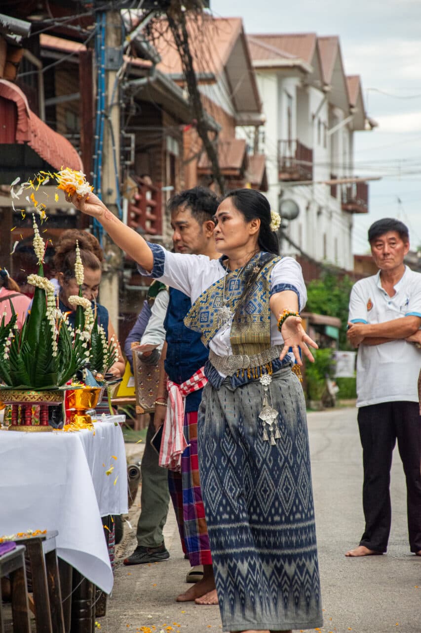 Chiang Khan, Thailand, ceremony at a temple