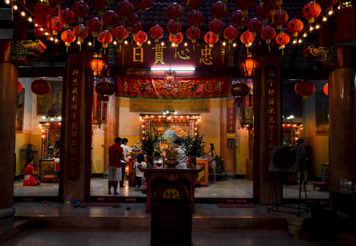 The local Chinese temple was full of worshippers 