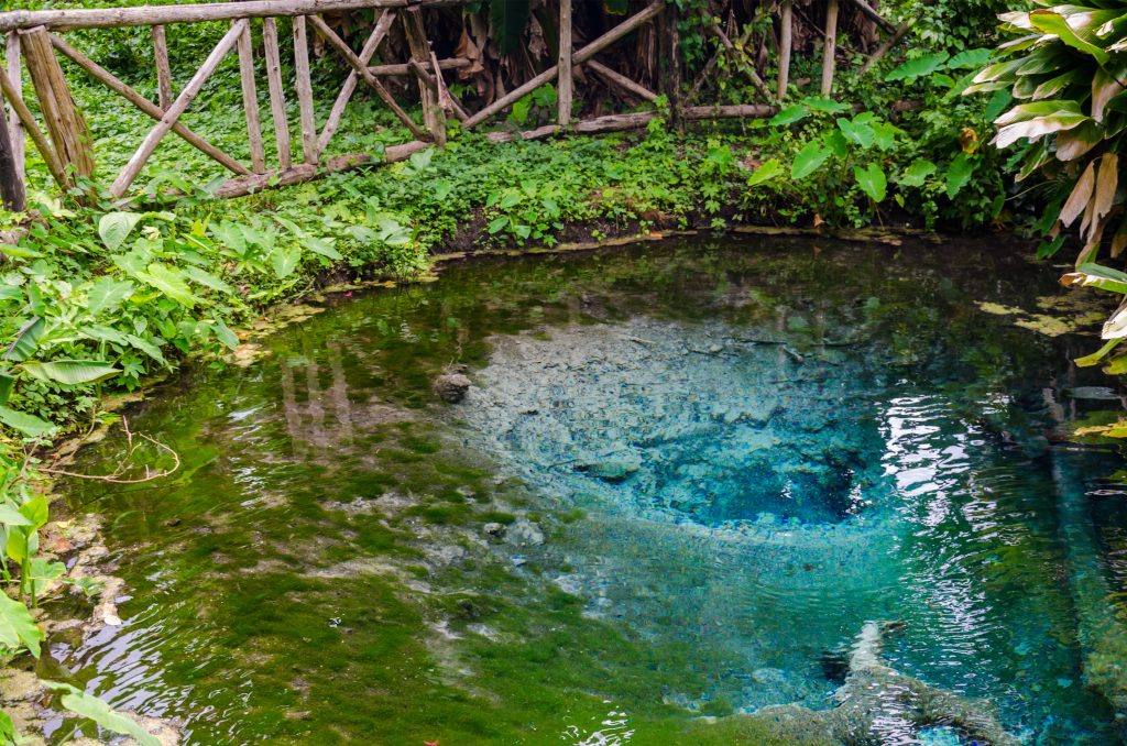 Swimming is not allowed at this sacred spring