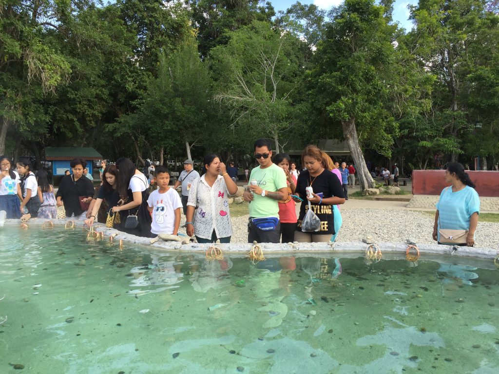 People boiling eggs at the San Kamphaeng Hot Springs