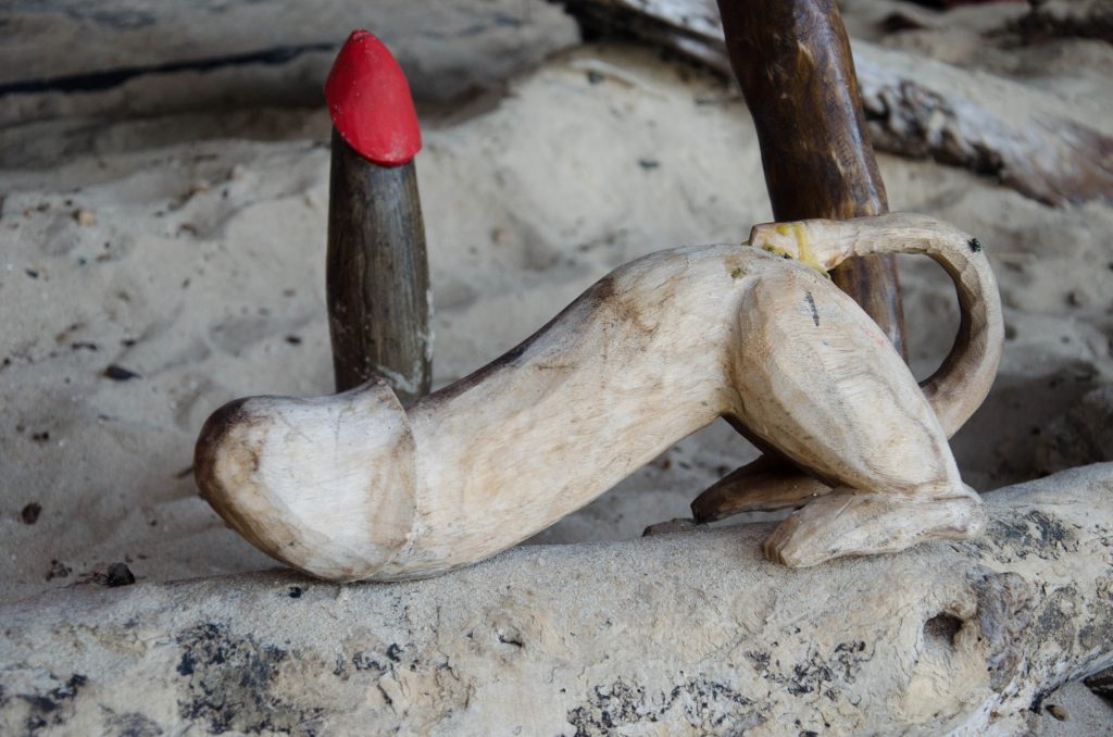 Locals and visitors bring statues of penises to ask for good fortune and fertility