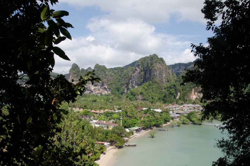 The view point is tiny and shaded by trees and bushes