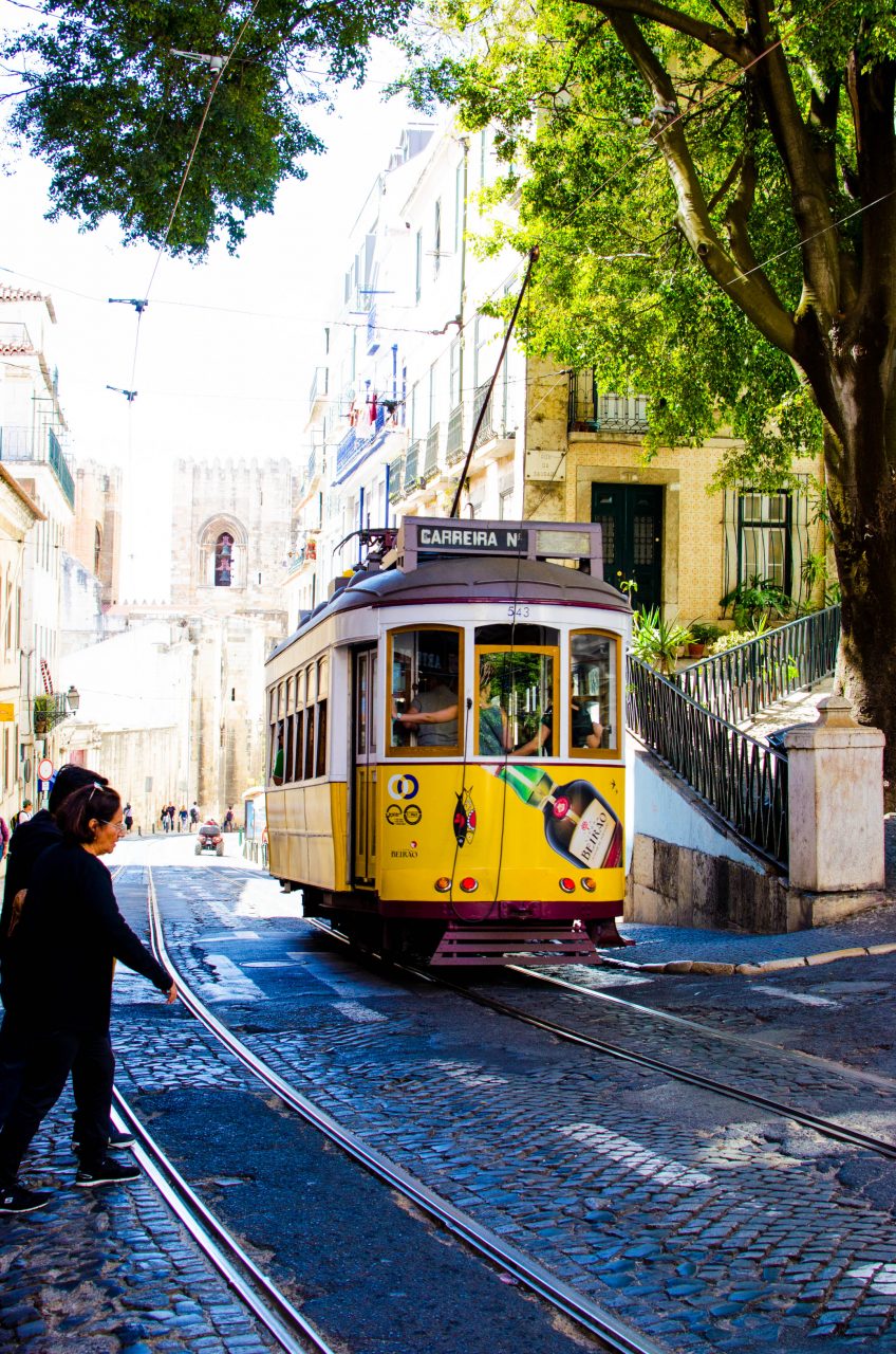 tram 28 on the streets of lisbon