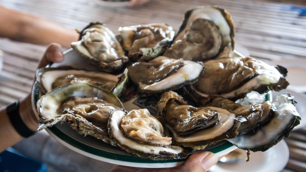 oysters on a plate in chanthaburi