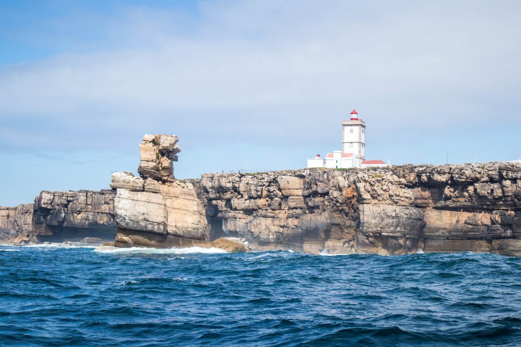 Cabo Carvoeiro seen from a boat in peniche, portugal 
