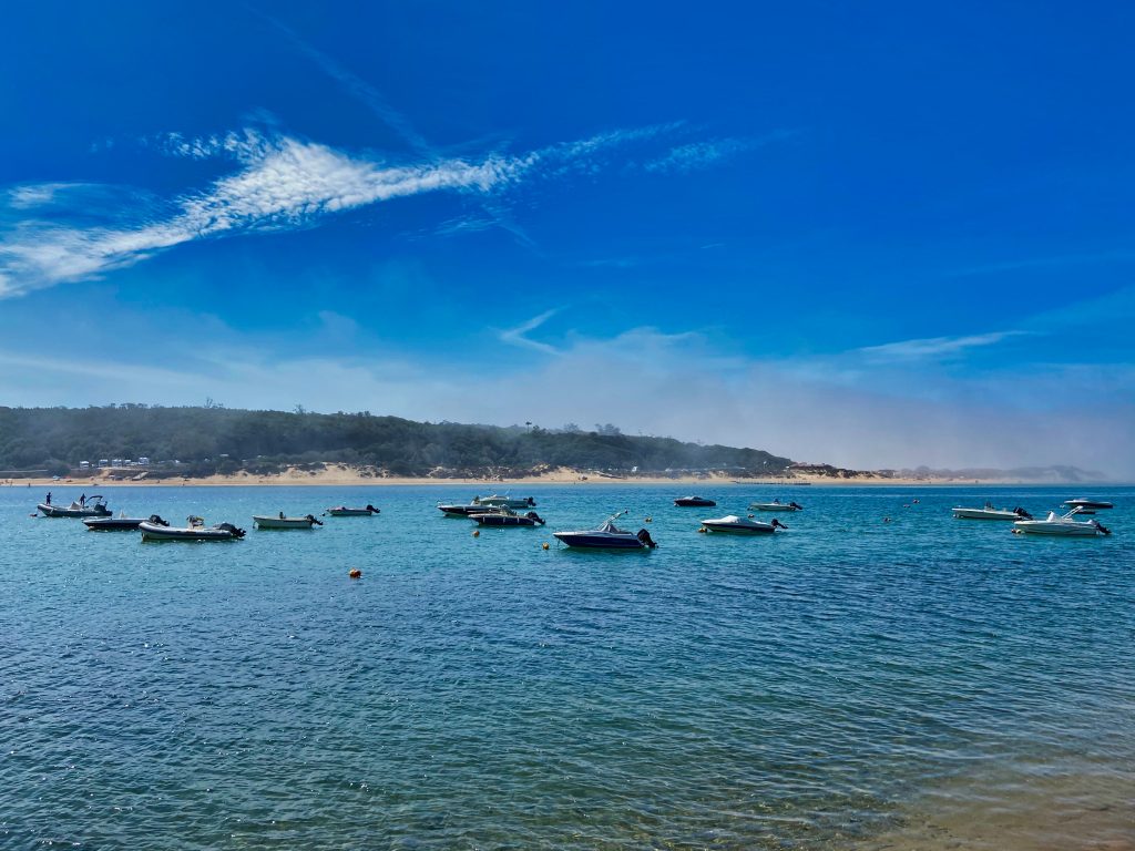 Boats on water in Vila Nova de Milfontes, Portugal.